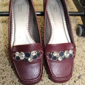 Maroon Flats with Jewel Embellishments
